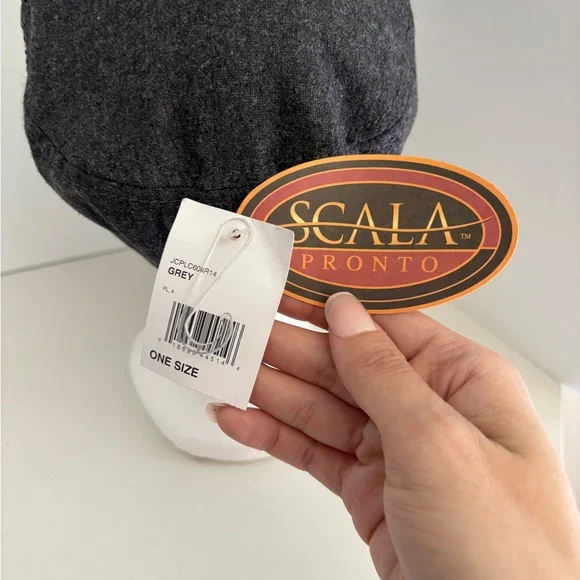 NWT Scala Pronto Grey Floral Gemstone Studded Cadet Cap One Size - Picture 5 of 6